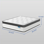 Queen Mattress, 12 Inch Cooling Hybrid Queen Size Mattress in a Box, Medium Firm with Gel Memory Foam & Pocket Coils, Motion Isolation, Pressure Relief, CertiPUR-US