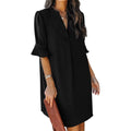 Qacohu Summer Dresses For Women V Neck Ruffle Short Sleeve Casual Shift Dress