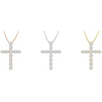 0.5 to 10 Carat 14K White Gold Round Shape Diamond Cross Pendant Necklace Value Collection 16" Gold Chain
