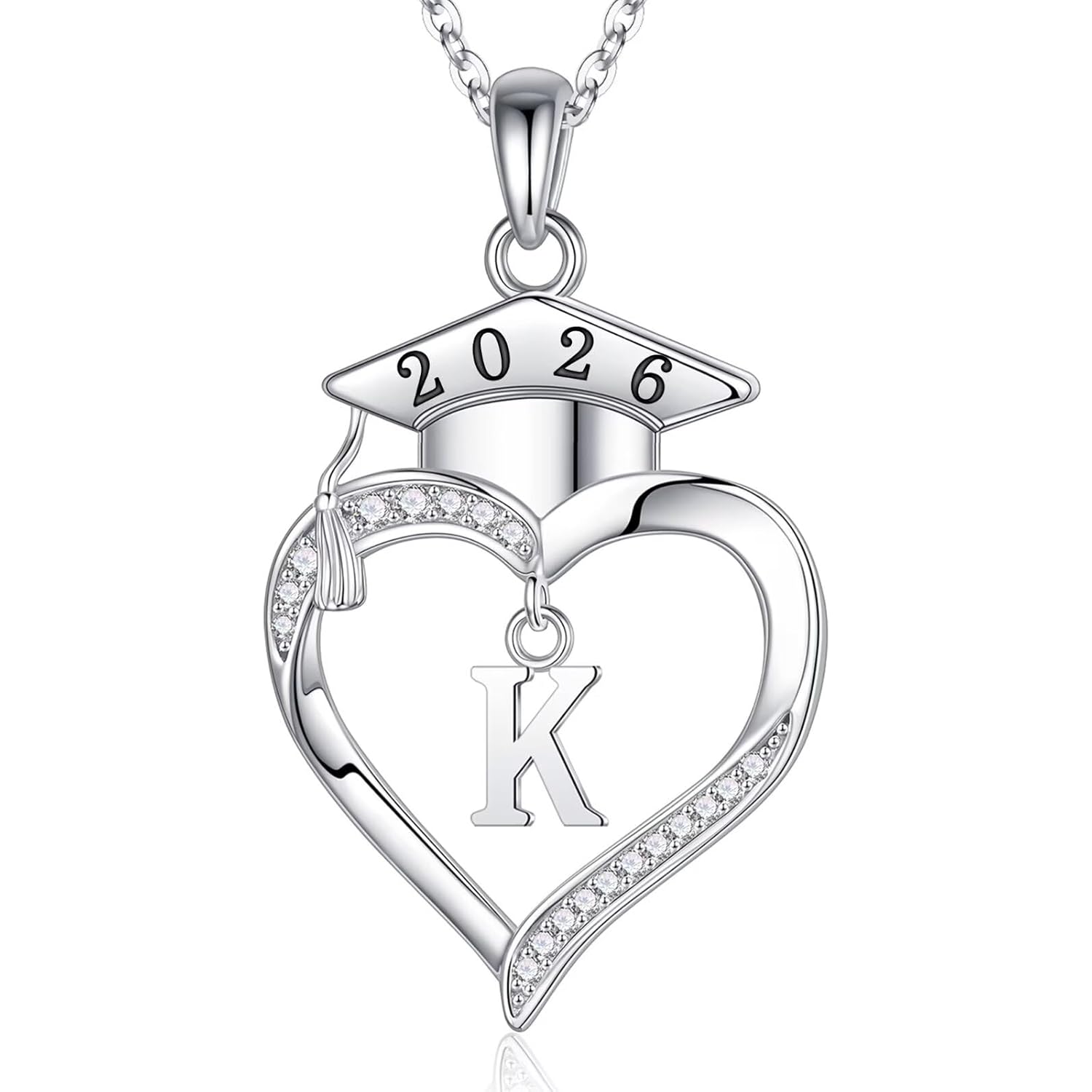 Iefil 2026 Graduation Gifts for Women Her - 925 Sterling Silver Heart Initial Letter Necklace, 2026 College Graduation Gifts for Women Her