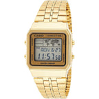 Casio A500Wga-9D Men'S Vintage Collection Gold Tone Alarm Chronograph World Time Digital Watch