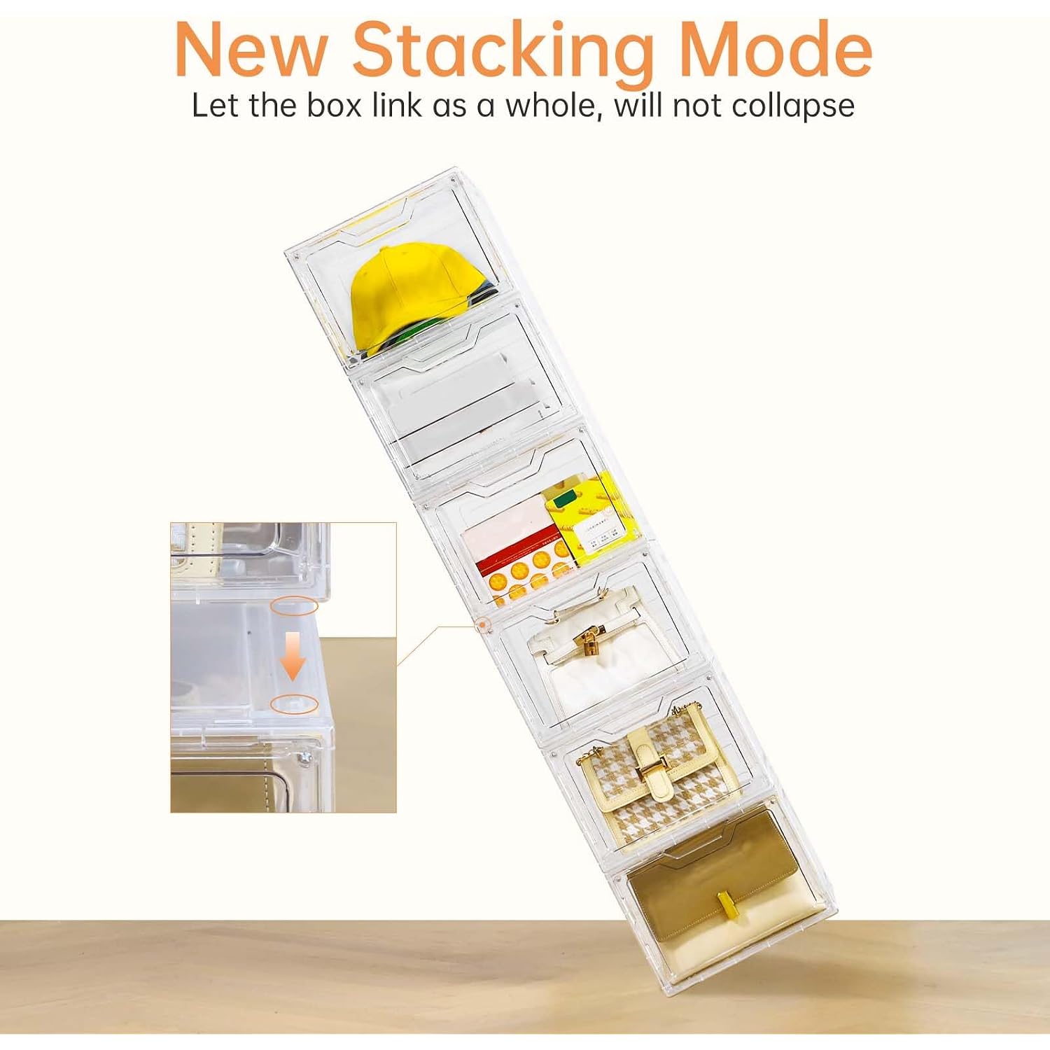 6 Pack Closet Organizers And Storage,Clear Stackable Plastic Storage Bins With Lids Magnetic Doors,Clothes Organizers And Storage,Plastic Craft Containers For Wardrobe Kitchen Bathroom Office