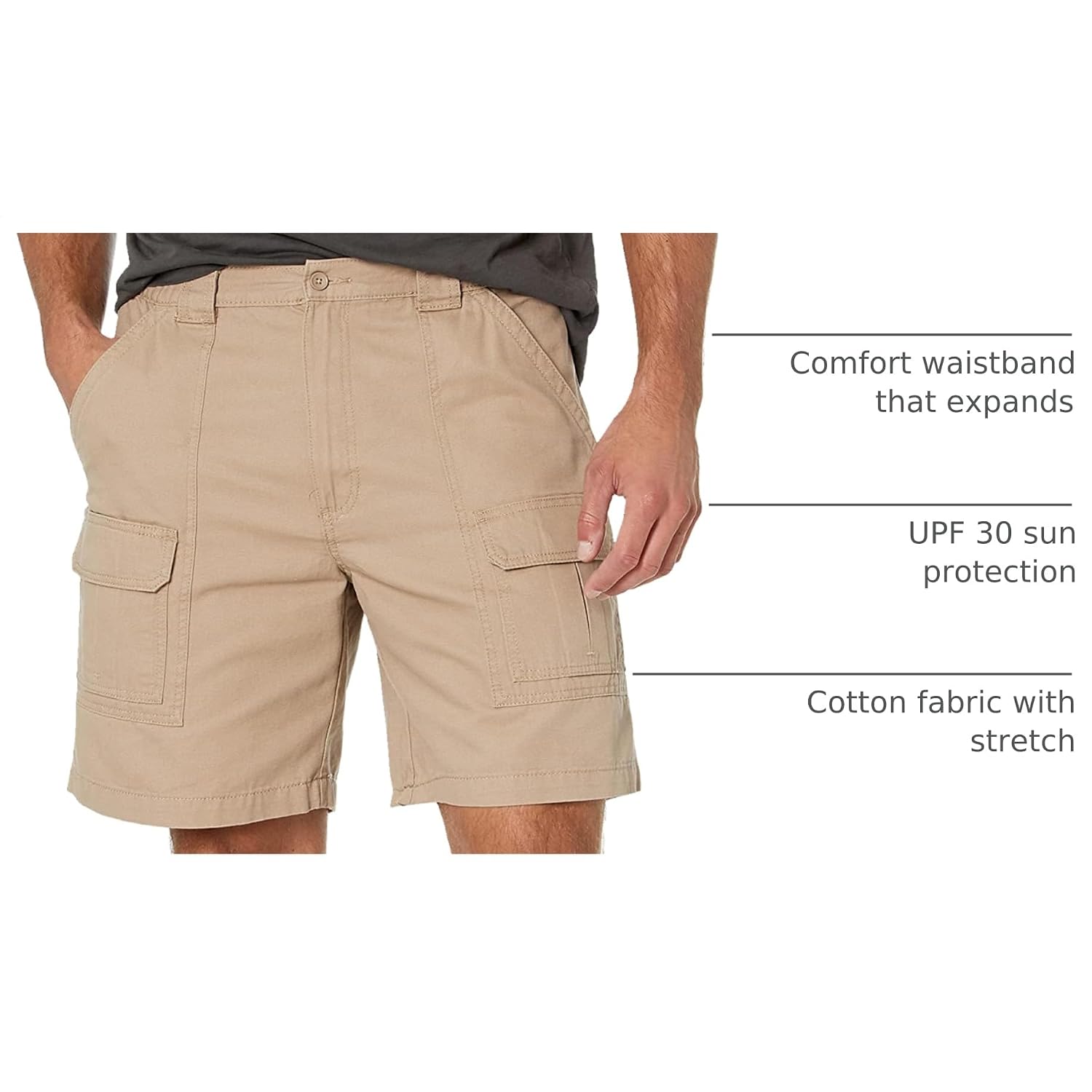 Savane Mens 8” Hiking Cotton Cargo Shorts With Tech Pocket (Available In Big & Tall)