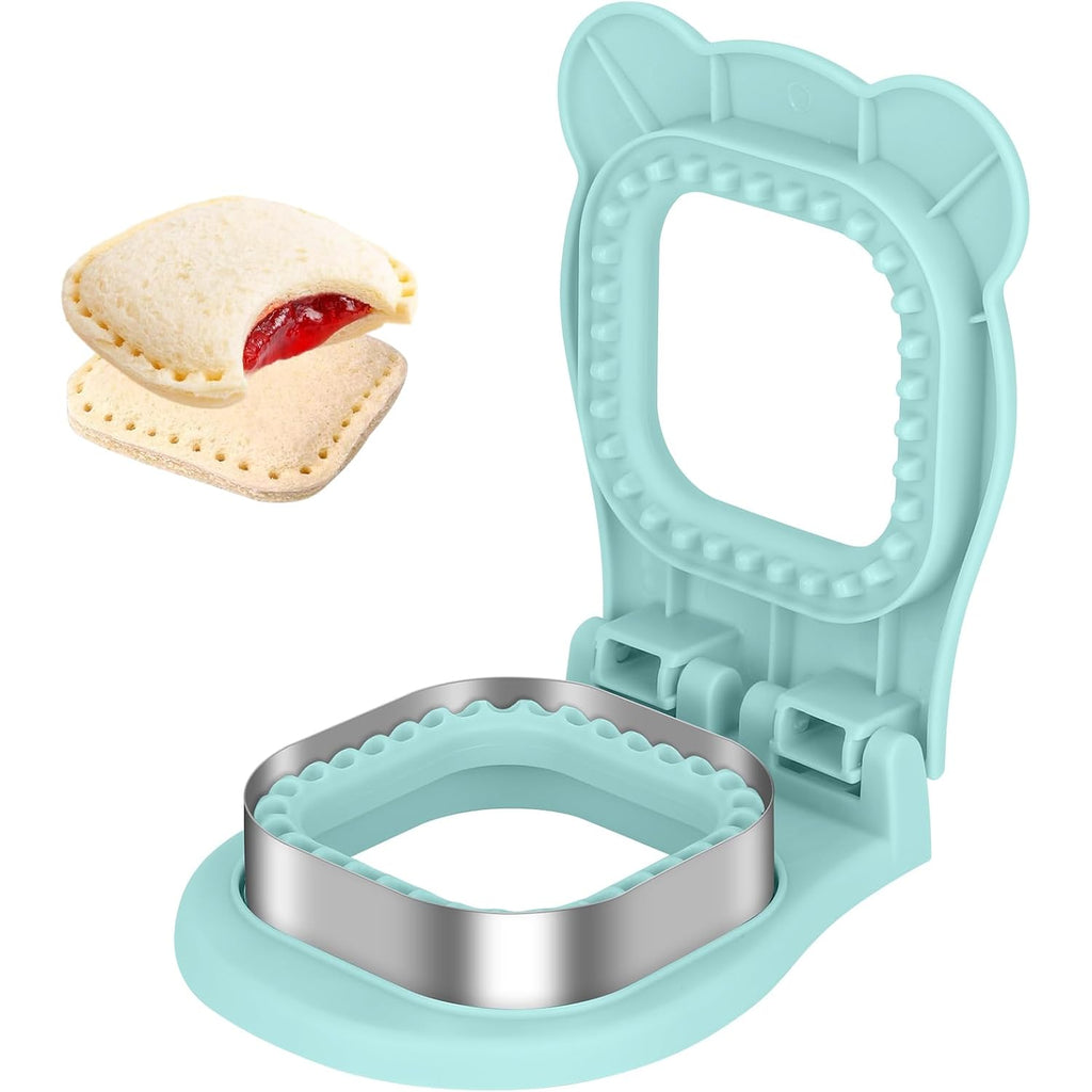 Tacgea Uncrustable Sandwich Maker – 3.7 Inch Sandwich Sealer And Cutter For Lunchbox And Breakfast, Square Shape, Light Blue