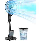 Misting Fan, 16'' Standing Fan With Humidifier, Oscillating Fan With 3 Winds 9 Speeds, Ultrasonic Humidifier For Bedroom/Living Room/Office, 0.5-7H Timer For Daily Indoor Cool