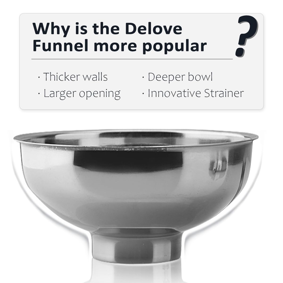 Delove Canning Funnel With Strainer For Wide And Regular Mason Jars - Wide-Mouth Funnels For Kitchen Use - Canning Supplies Kit - Stainless Steel - 3 Pack (Small And Large)