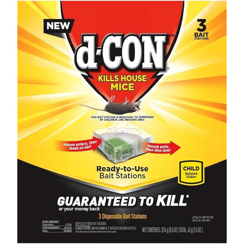 D-Con Disposable Corner Fit Mouse Bait Station - 0.5 Oz (Pack Of 3)