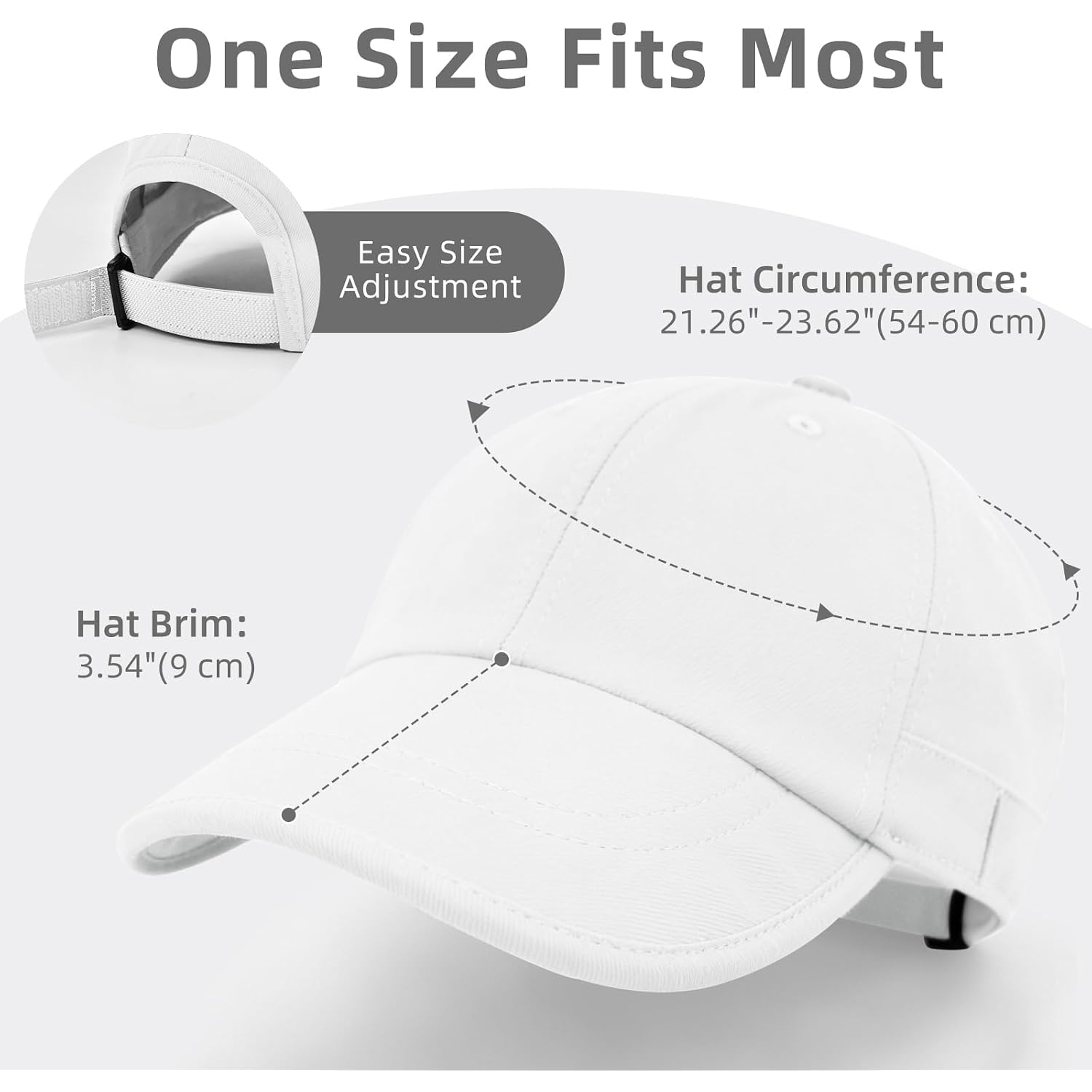 Baseball Cap for Men Women, Dad Hat Unstructured Low Profile, Soft Brim Adjustable Plain Baseball Hat for Outdoor Golf 1 Pack-white