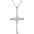 AmorAime 925 Sterling Silver Cross Necklace for Women Men 14K Gold Plated 5A CZ Birthstone Necklaces for Holiday