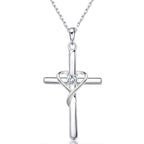 AmorAime 925 Sterling Silver Cross Necklace for Women Men 14K Gold Plated 5A CZ Birthstone Necklaces for Holiday