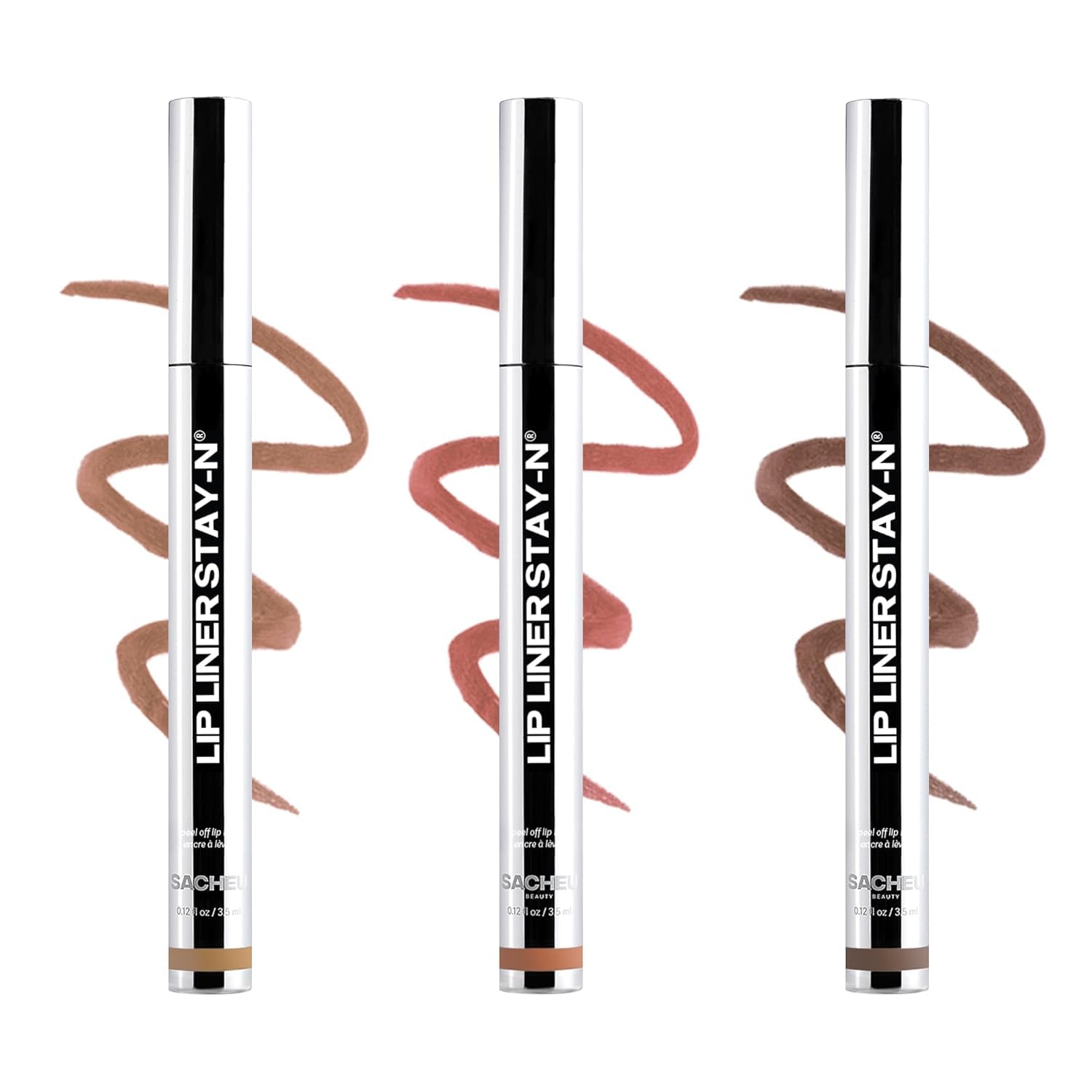 Sacheu Lip Liner Stay-N Peel Off Lip Stain Bundle — Long Lasting Waterproof Lip Tint With Hyaluronic Acid & Vitamin E — Transfer Proof Matte Finish (Core Bundle)