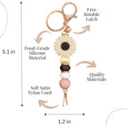 Flower Charm for Women Cute Keychain for Car Keys Silicone Bead Purse Charms for Handback Key Ring