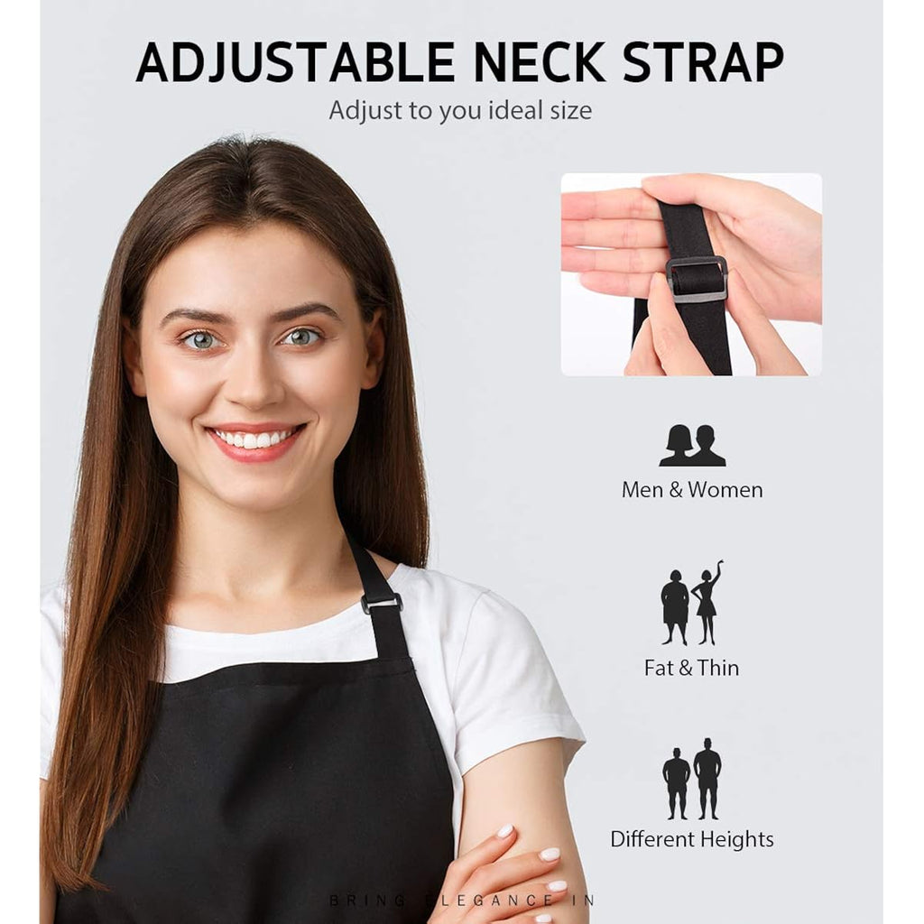 Syntus Apron For Men Women, Adjustable Cooking Kitchen Chef Aprons With 2 Pockets