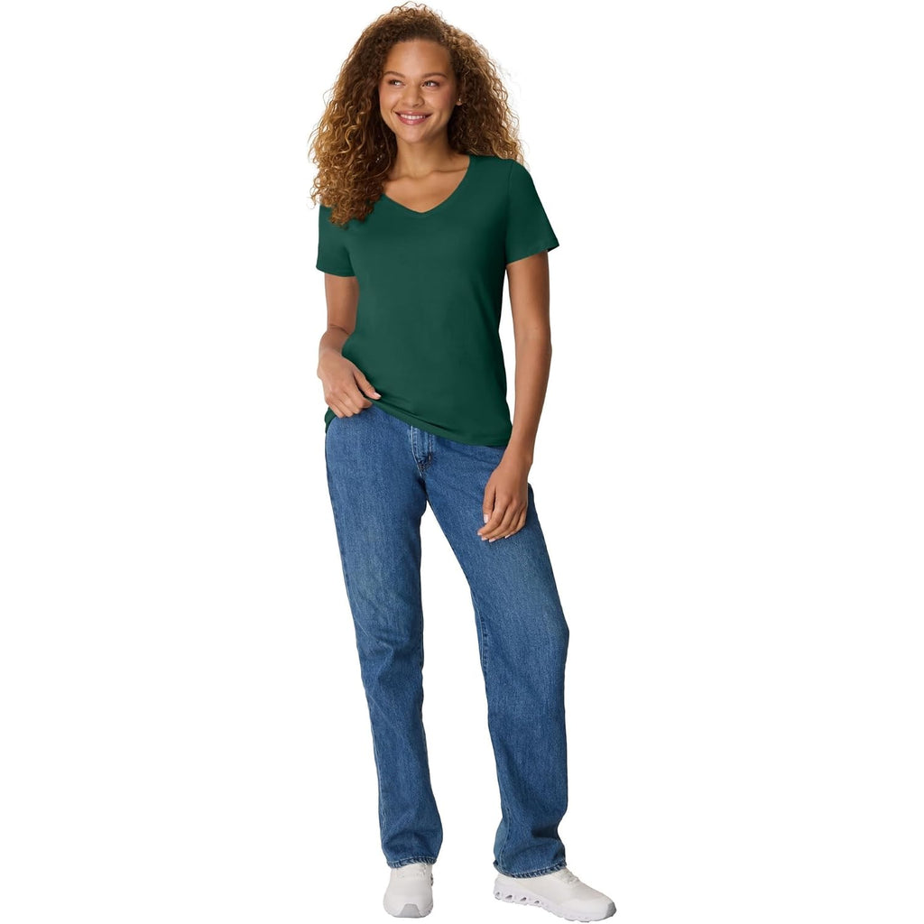 Hanes Women's Perfect-T V-neck T-shirt, Cotton Short Sleeve Tee for Women, 1 or 2-Pack