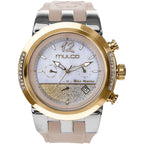 Mulco Luxury Watch For Women - Blue Marine Infinity, Stainless Steel Case With Wrist Silicone Band, Quartz Multifunctional Movement Large Face Analog Display, Crystal Stones, 100M-Waterproof