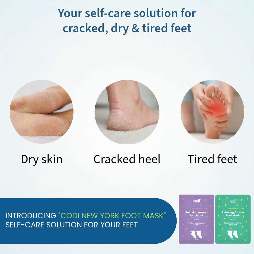 Relaxing Aroma Foot Mask, Home Spa Moisturizing Pedicure Socks, 6 Pairs, For Dry Cracked Heel, Hydrating Foot Treatment, Made in Korea (Lavender)