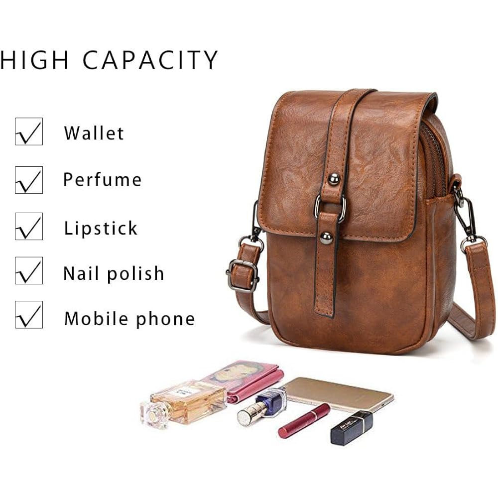 Vintage Crossbody Phone Bag For Women, Small Pu Leather Shoulder Purse And Handbag