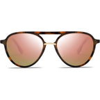 SOJOS Retro Aviator Polarized Sunglasses for Women Men Double Bridge Ladies Shades Tortoise Frame/Pink Mirrored Lens