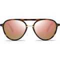 SOJOS Retro Aviator Polarized Sunglasses for Women Men Double Bridge Ladies Shades Tortoise Frame/Pink Mirrored Lens