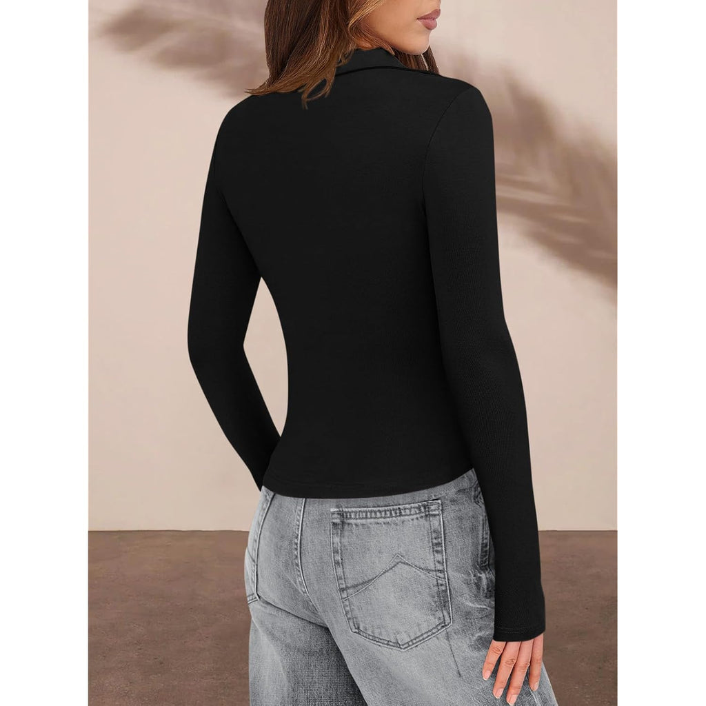 Prettygarden Womens Button Down Shirts V Neck Collared Ruched Slim Fit Long Sleeve Shirt Casual Spring Fashion Ladies Tops