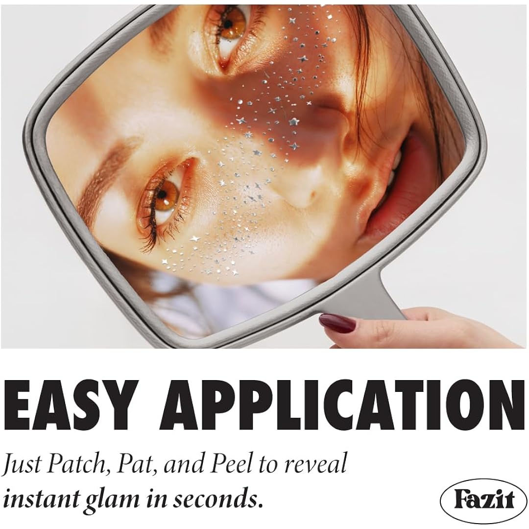Fazit Makeup Patches - Silver Speckles - Glow Up Make-Up Patches - Cute Glitter Makeup Accessories for Women - Cosmetic Glitter for Face