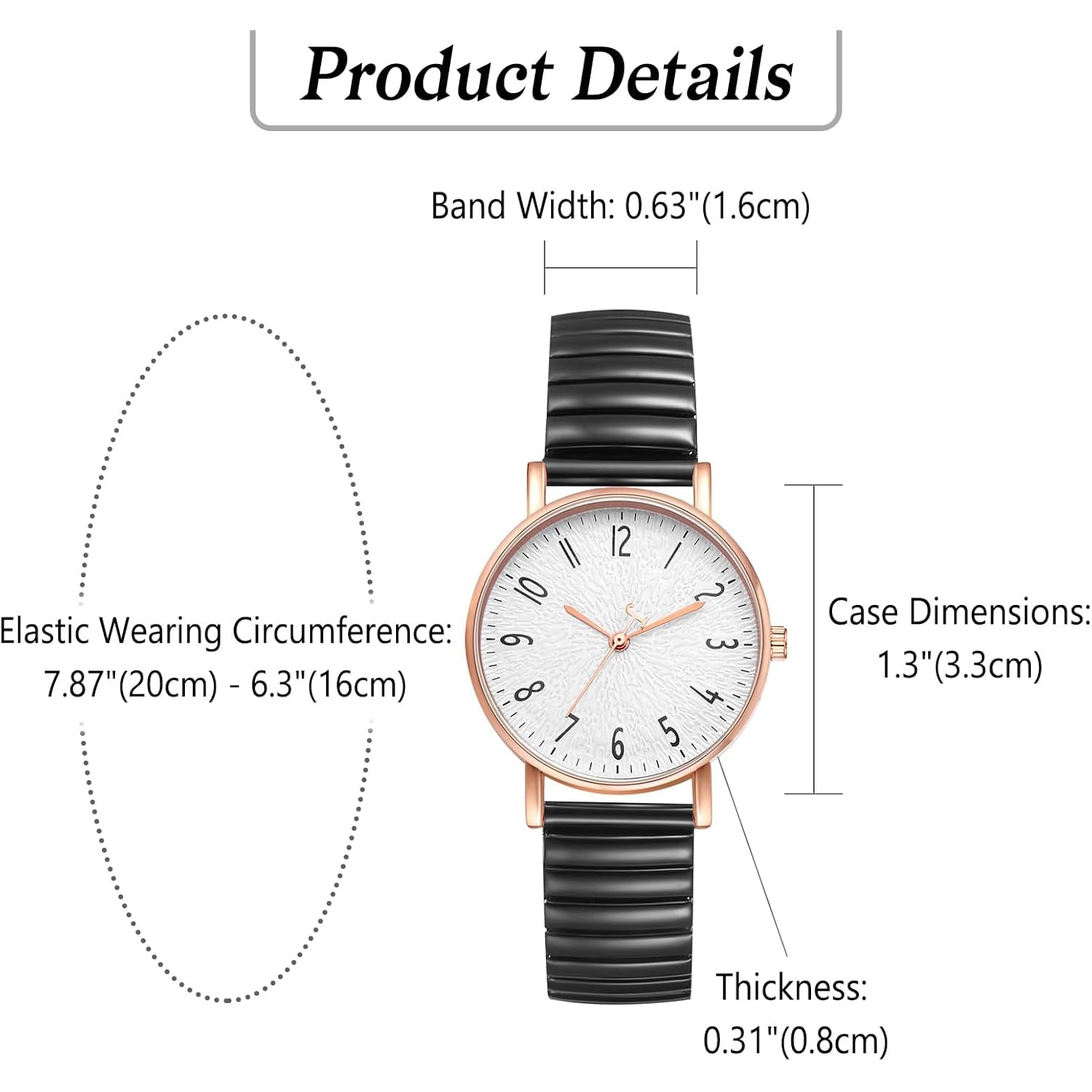 OIDEA Women's Elastic Strap Watches: Large Face Arabic Numerals Analog Quartz Wrist Watches for Women Easy Reader Stretch Band Waterproof Ladies Wratch