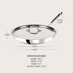 All-Clad D3® Stainless Steel 12 inch Frying Pan With Lid- Made in the USA- The Original Bonded Professional Cookware- Oven Safe & Induction Compatible