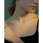 EleShow Mom Necklaces for Women, Sterling Silver Heart Moissanite Necklace, Jewelry Gifts for Mom on Birthday, Mother's Day, Christmas - 1.0 Carat