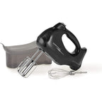 Hamilton Beach Power Deluxe 6-Speed Electric Hand Mixer With Quickburst | Powerful 250 Watt Motor | Traditional Beaters | Whisk | Snap-On Storage Case | Bowl Rest | Black | 62692