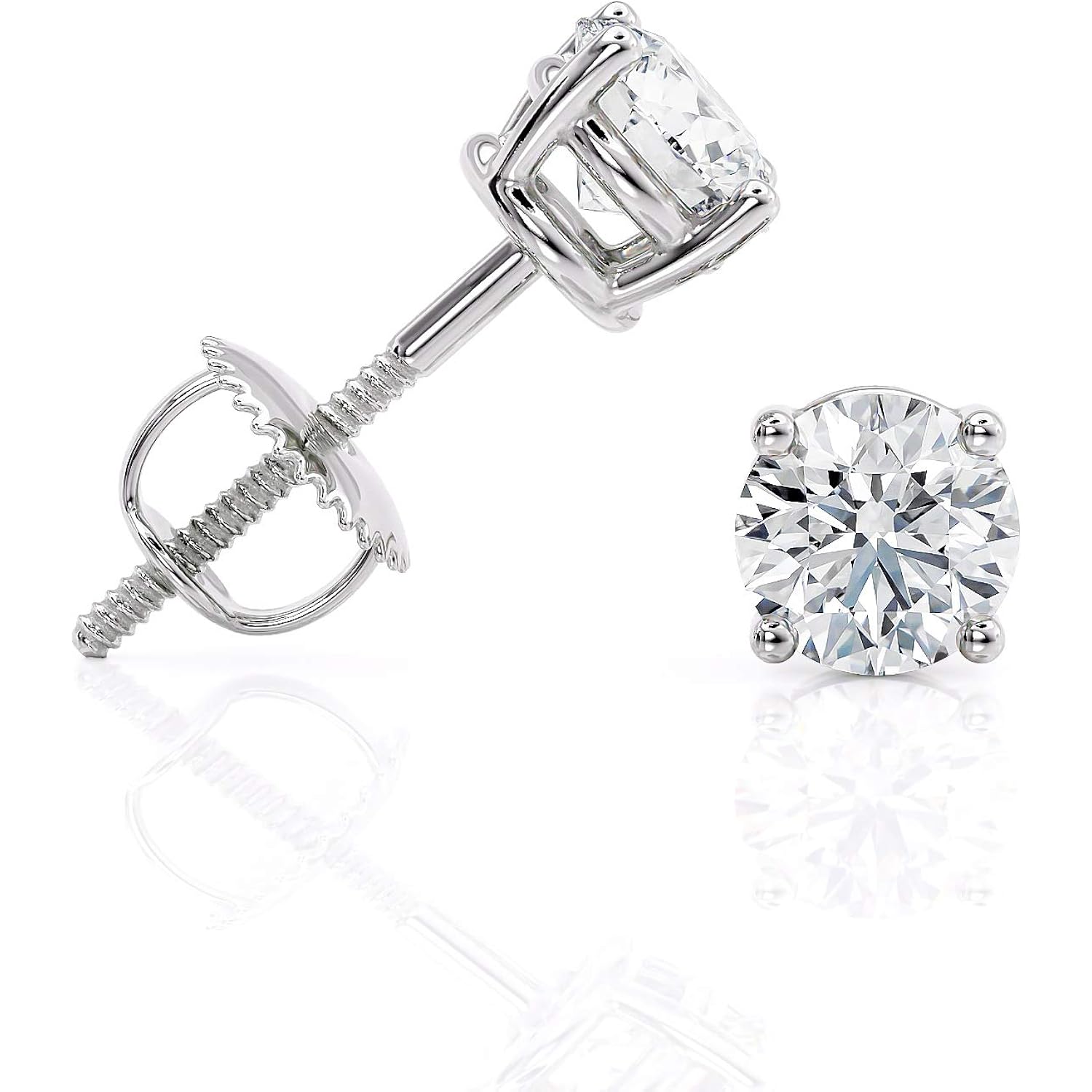 IGI Certified 1 to 10 Carat D-E Color and VS1-VS2 Clarity Lab Grown Diamond Stud Earrings for Women I 14k White Gold Earrings for Her I Secure Screw Back Made in USA by Beverly Hills Jewelers