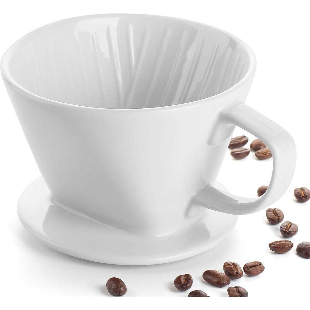 Dowan Pour Over Coffee Maker, Non-Electric Pour Over Coffee Dripper, Manual Brew Maker, Single Cups Porcelain Slow Brewing Accessories For Gifts,White