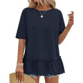 Merokeety Women'S 2026 Summer Peplum Tops Oversized Blouse Casual Short Sleeve Crew Neck Ruffle Tunic T Shirts
