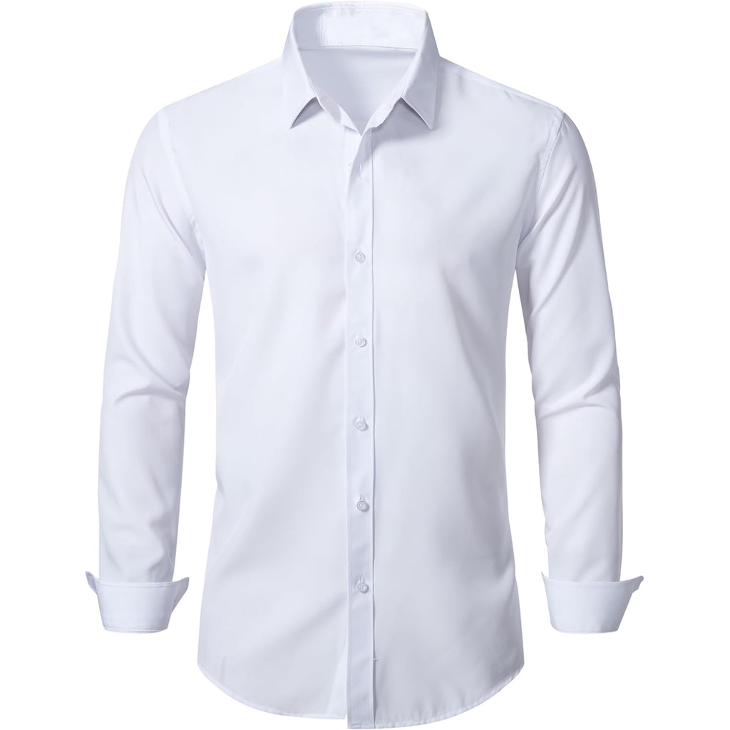Beilu Stretch Mens Slim Fit Dress Shirts Formal Long Sleeve Button Down Shirts