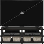 Furinno Turn-S-Tube Toolless Assembly 3-Tier Tv Stand, Entertainment Center For Tv Up To 55 Inch, Wide Printer Stand With Storage Shelf, For Living Room, Bedroom, Espresso
