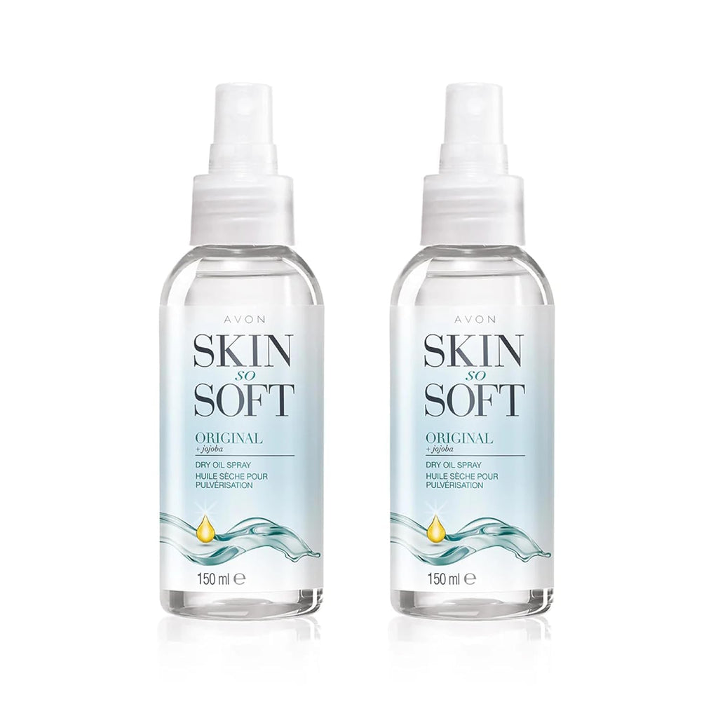 Avon Skin So Soft Original Jojoba Dry Oil Spray (5 Fl. Oz) Each – Travel-Friendly Luxury Lightweight Body & Hair Oil Mist – Fast-Absorbing, Non-Greasy, Silky Smooth Finish 150Ml (2-Pack)