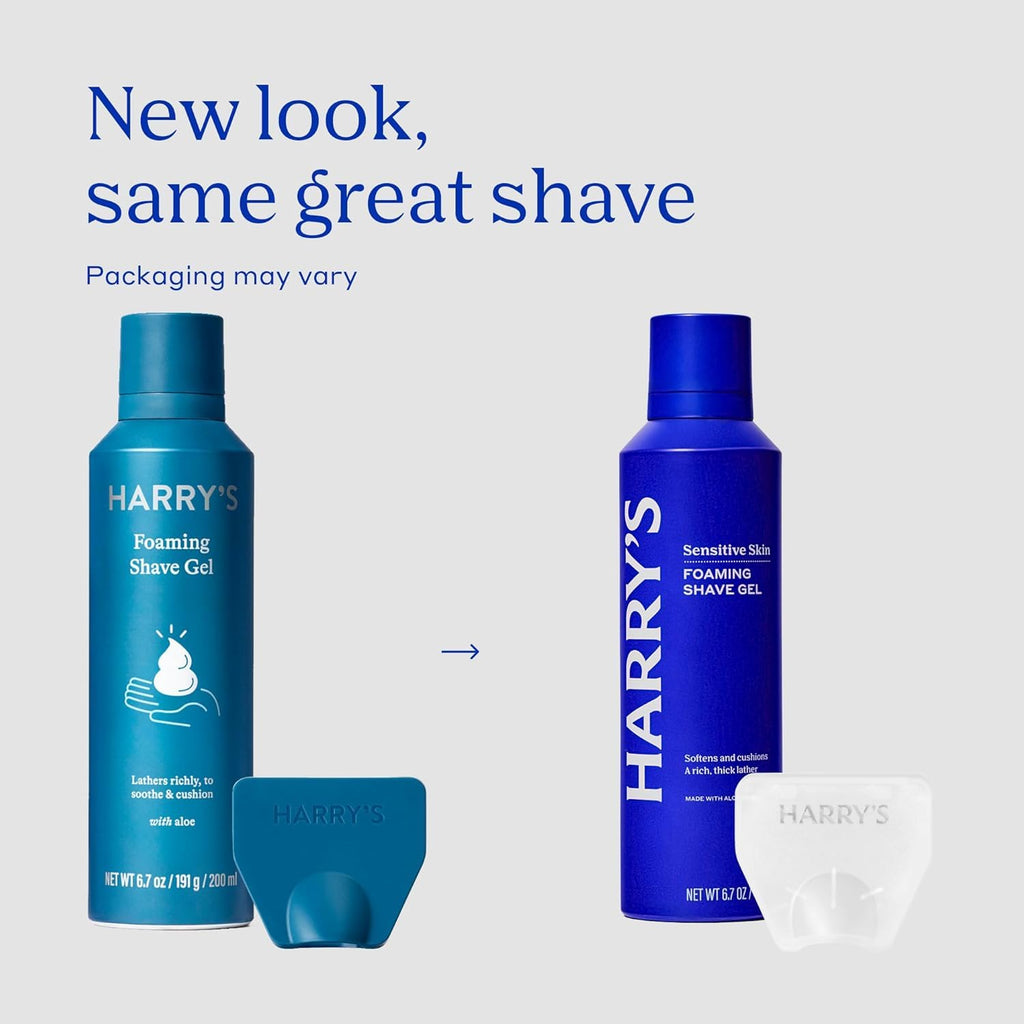 Harry's Original Shaving Kit for Men - 1 Razor Handle, 3 Razor Blade Refills, Foaming Shave Gel, and Travel Blade Cover - German Engineered - Sage