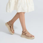 Ubfen Womens Espadrille Platform Sandals Low Wedge Heel - Orthopedic Arch Support, Cushion Insole, Comfortable Dressy Buckle Sandals For Walking And Vacation