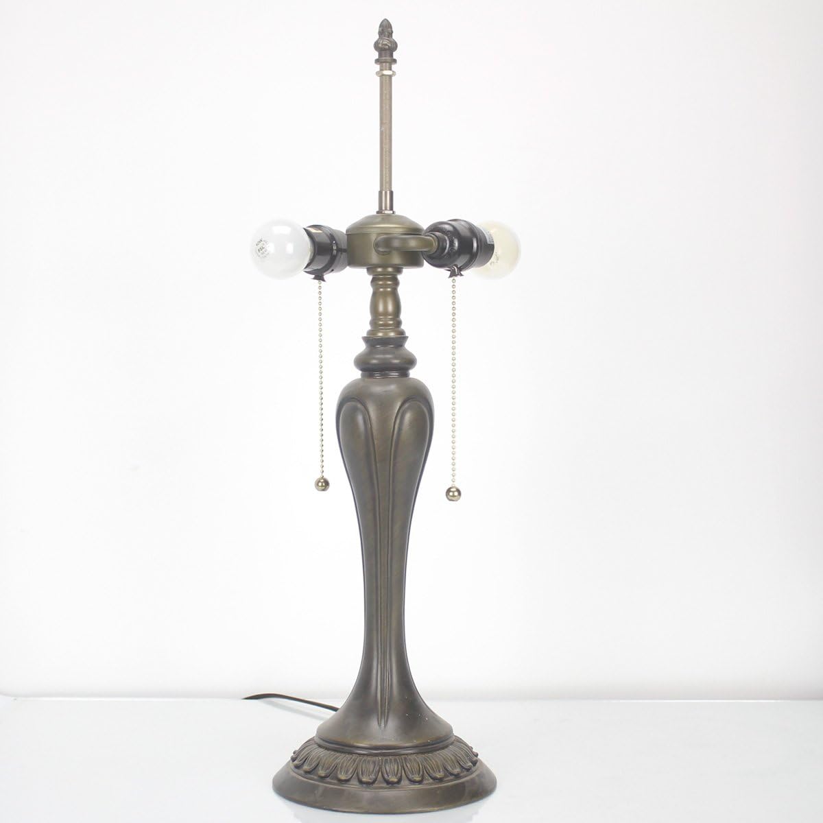 Werfactory Table Lamp Base Replacement Only With 6 Pcs Bulb, Wide 6.5 Height 24 Inch, Fit For 12, 14, 16, 18 Inch Tiffany Style Stained Glass Lampshade, Dark Bronze Finish, Resin, Pull Chain Switch