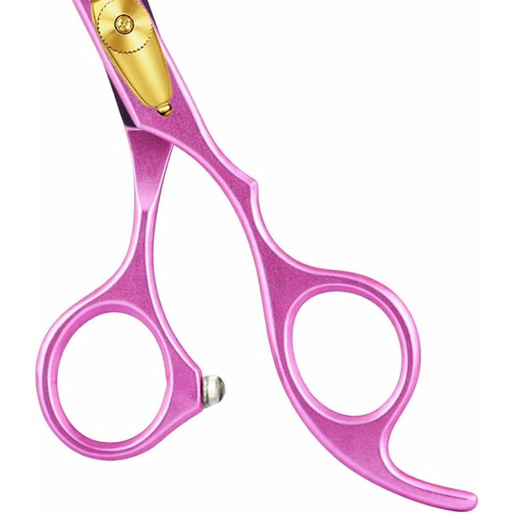 X400 Professional Barber Scissors 6.5” – Pink Hair Cutting Shears For Men & Women Japanese Stainless Steel, Adjustable Tension Screw, Ergonomic Handle Includes Comb & Leather Case