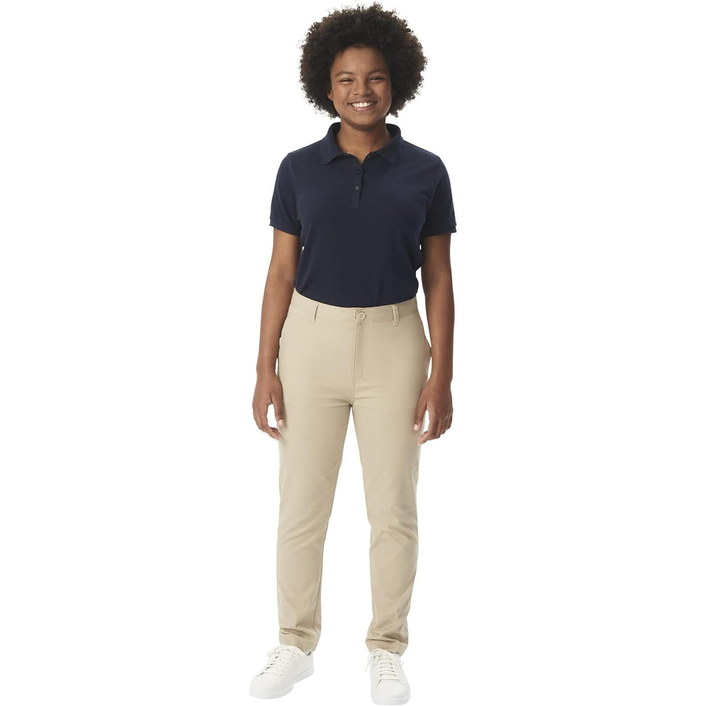 French Toast Women'S Juniors' Short Sleeve Stretch Pique Polo Shirt
