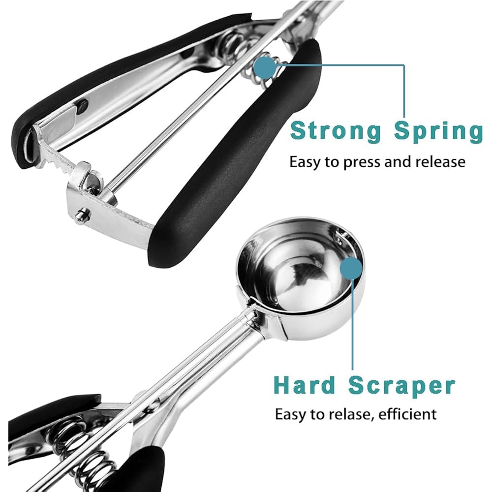 Cookie Scoop 2 Tablespoon, Size #40 Cookie Dough Scoop, 2 Tbsp/ 30 Ml/ 1 Oz Cookie Scoops For Baking, Spring-Loaded, 18/8 Stainless Steel, Comfortable Grip