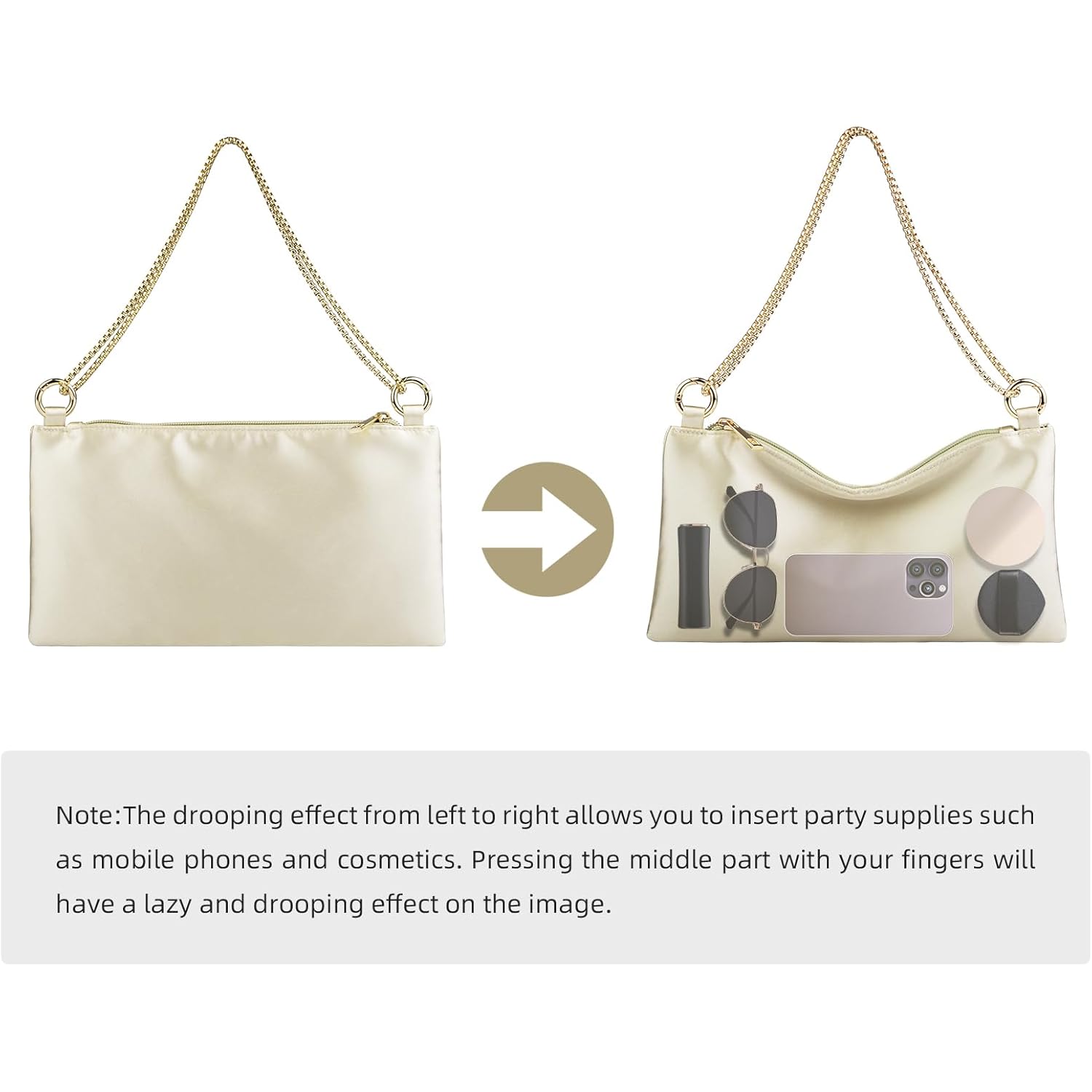 MGBPEI Women Satin Evening Handbag Wedding Prom Clutch Purse Formal Cocktail Party Clutches Shoulder Bag with 2 Bag Chains