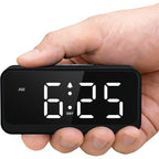 Battery Operated Small Alarm Clock: Digital Compact Large Display Cordless Clock For Bedroom Travel - Simple To Use For Seniors Teens White Digits