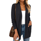 LILLUSORY Cardigan for Women Lightweight Cardigans Fall Fashion Outfits Open Front Long Cardigan with Pockets, Business Casual Travel Outfits