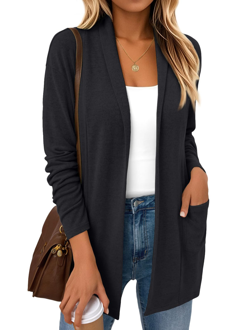 LILLUSORY Cardigan for Women Lightweight Cardigans Fall Fashion Outfits | Open Front Long Cardigan with Pockets, Business Casual Travel Outfits