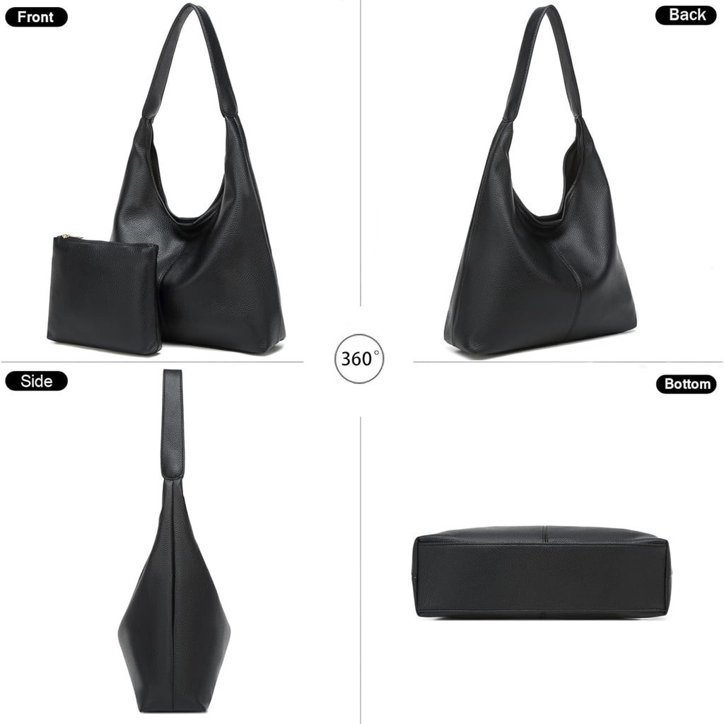 Casual Hobo Bag for Women Soft Shoulder Bags Slouchy Pu Leather Tote Purses for Work Travel
