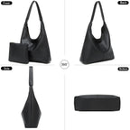 Casual Hobo Bag for Women Soft Shoulder Bags Slouchy Pu Leather Tote Purses for Work Travel