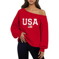 Bonitee Women Long Sleeve Off The Shoulder Sweatshirts One Shoulder Tops | Fall Sweatshirt Casual Pullover Top Winter Knit Clothes Sexy Asymmetric Neck Shirts Spring Trendy Hoodie Club Clothes
