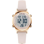 Golden Hour Waterproof Women'S Digital Sports Watches With Silicone Strap, Alarm Calendar Stopwatch Chronograph 32Mm Rose Gold Case