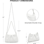 Dasein Elegant Pleated Evening Bag Soft Vegan Leather Clutch Purse Dressy Formal Handbag With 2 Chain Straps For Women